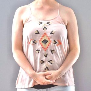 Altar’d State Light & Pastel Pink Diamond Sequins Stitched Summer Blouse